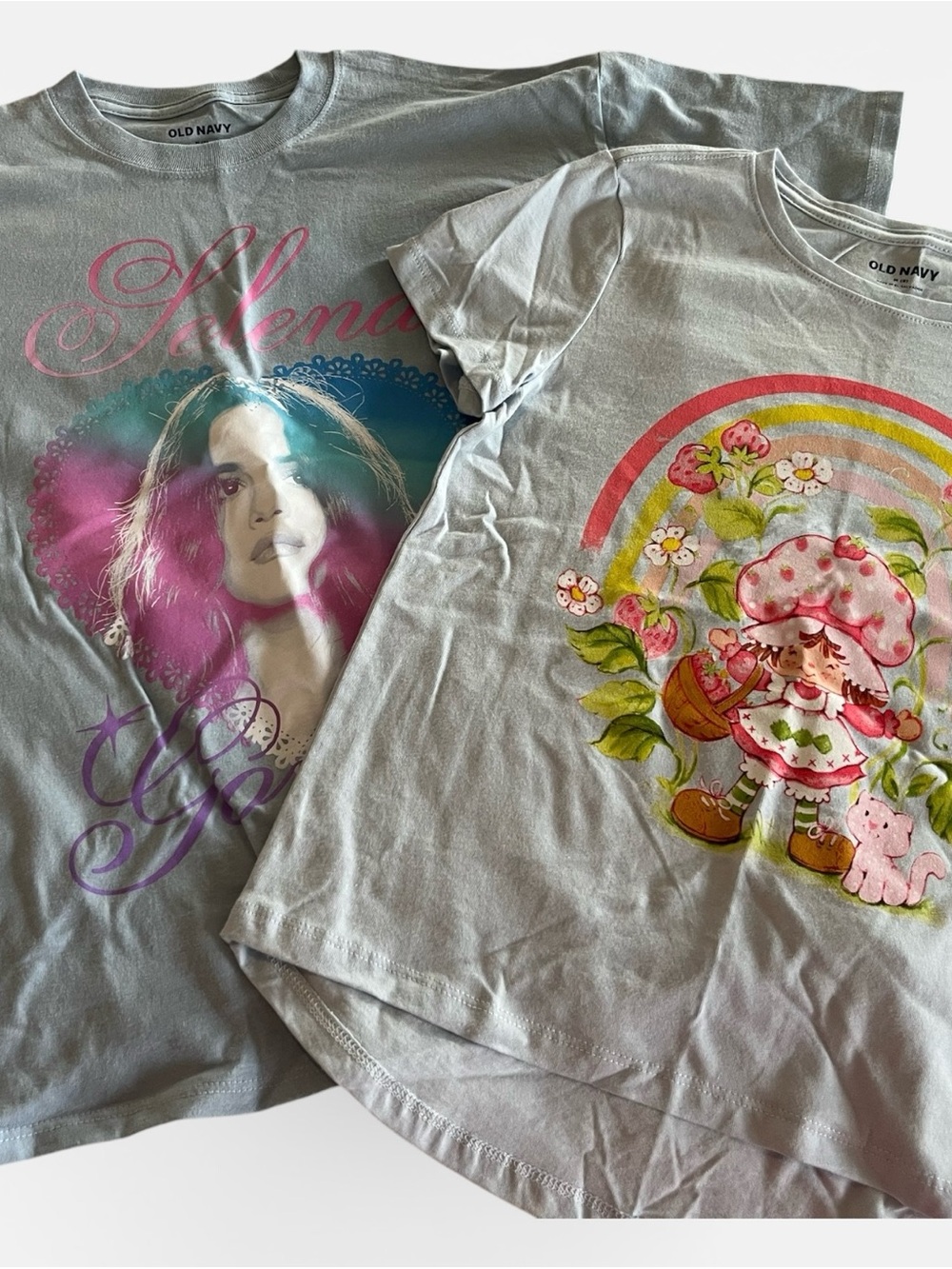BUNDLE Old Navy Girls' Light BlueGraphic Tee - Pink & Multicolor Prints